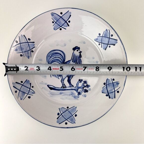 Rooster 10” Ceramic Plate Folk Art hand Made Pottery French Country Signed - Picture 6 of 7